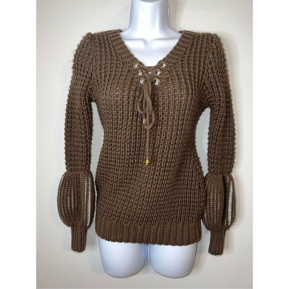 No Brand Sweaters - Vintage Puff Sleeve Cotton Knit Sweater SMALL